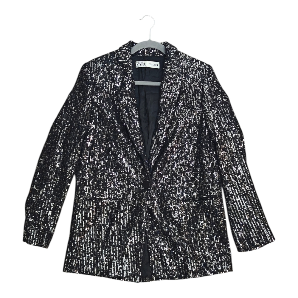 Zara Black Sequin Blazer Jacket